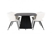 Spisegruppe Bootcut & Day oval 230 x 115 med 2-pakk spisestoler – svart og offwhite