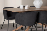 Spisegruppe Berit & Piazza rektangulært spisebord 180 x 90 – svart og mokka