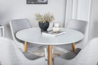 Spisestol Plaza 2-pakk + Spisebord rundt ⌀100 – grå og hvit