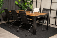 Spisegruppe Bois rektangulært spisebord 205 x 90 + spisestoler 2-pakk – natur og svart