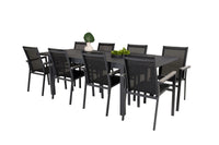 Spisestol Parma & Marbella 2-pakk + Rektangulært spisebord 160 x 100 – svart