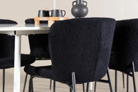 Spisegruppe Silar & Modesto rektangulært spisebord 180 x 90 + 2-pakk spisestoler – hvit og svart