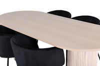 Spisegruppe Berit & Bianca oval 200 x 90 – svart og hvitvasket