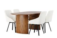 Spisegruppe oval 180 x 90 + Rosie & Isolde 2-pakk – beige og natur