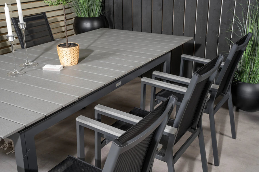 Spisegruppe Levels & Parma rektangulær 160 x 100 + spisestoler 2-pakk – svart