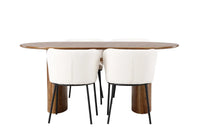 Spisegruppe Edina & Isolde 2-pakk + Ovalt 180 x 90 – hvit og natur