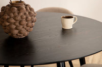 Spisegruppe Dipp & Velvet Rund ⌀115 + spisestol 2-pakk – svart og beige