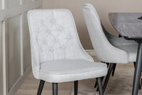 Spisebord Gold & Velvet Deluxe rektangulært 180 x 85 + spisestol 2-pakk – svart og grå