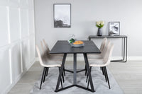 Spisestol Polar & Marina 2-pakk – beige + Spisebord rektangulært 180 x 90 – svart