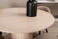Spisegruppe Bianca & Velvet rund ⌀110 + 2-pakk spisestoler – whitewash og beige