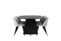Spisestol Velvet & Bootcut 2-pakk + Ovalt spisebord 230 x 115 – grå og svart