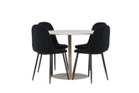 Spisestol Polar & Lycke 2-pakk – svart + Spisebord rundt ⌀110 – beige