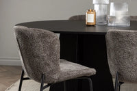 Spisebord Bootcut & Modesto ovalt 230 x 115 + spisestol 2-pakk – svart og beige