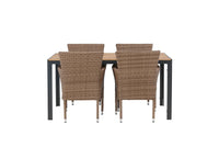 Spisegruppe Malina & Break 2-pakk + rektangulært spisebord 150 x 90 – natur og mørk grå