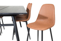 Spisegruppe Sleek & Polar 195 x 95 + spisestol 2-pakk – svart og brun