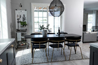 Spisestol Arrow & Gold 2-pakk + Spisebord rektangulært 180 x 85 – svart