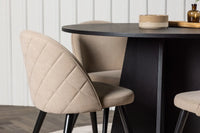 Spisestol Velvet & Bootcut 2-pakk + rundt spisebord ⌀110 – beige og svart