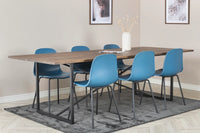 Spisestol Arctic & Padang 2-pakk – blå + rektangulært spisebord 250 x 100 – natur