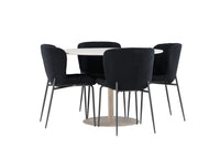 Spisestol 2-pakk Modesto & Lycke + Rundt spisebord ⌀110 – svart og beige