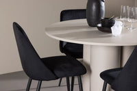 Spisegruppe Olivia 2-pakk stoler + rundt spisebord ⌀110 – svart og beige
