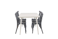 Spisebord Lina & Tablas rektangulært 200 x 90 – beige + spisestol 2-pakk – mørkegrå