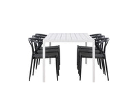 Spisegruppe Stina & Break 6-pakk 205 x 90 – svart og hvit