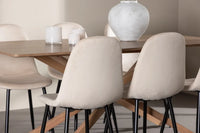 Spisestol Polar & Piazza 2-pakk beige + rektangulært spisebord 180 x 90 – mocca