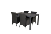Relaxstol Copacabana & Marbella 2-pakk + Spisebord rektangulært 160 x 100 – svart