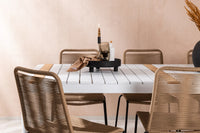 Spisegruppe Togo & Lindos 200 × 100 + spisestol 2-pakk – hvit og brun