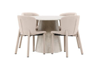 Spisegruppe rund ⌀120 + 2-pakk spisestoler – beige