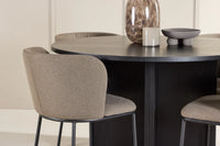 Spisestol Edina & Strada 2-pakk brun + rektangulært spisebord ⌀120 – svart