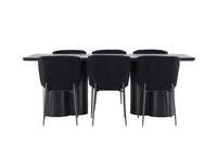 Spisestol Modesto & Olivia 2-pakk + rektangulært spisebord 210 x 100 – svart