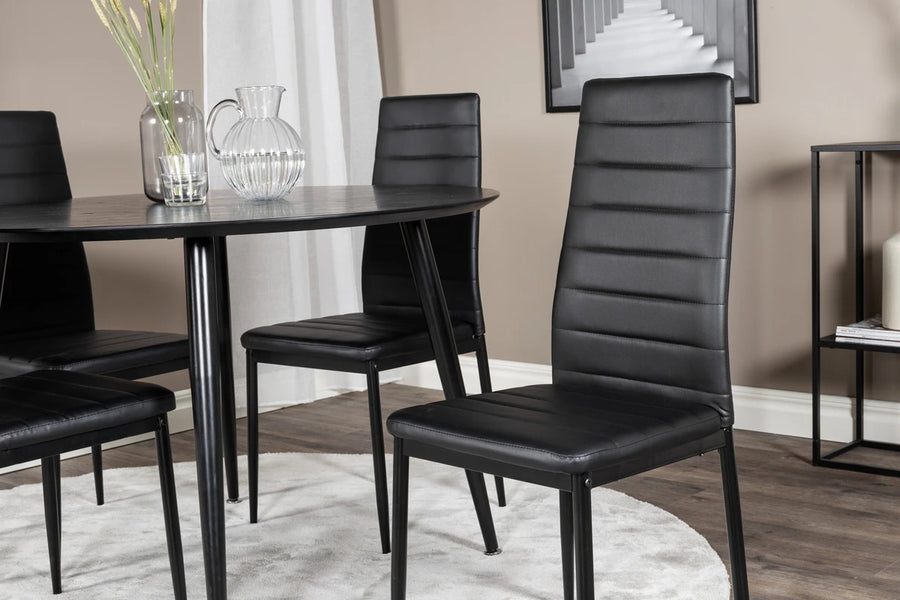 Spisestol Slim & Dipp 2-pakk + Spisebord rundt ⌀115 – svart