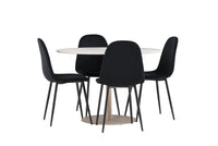 Spisestol Polar & Lycke 2-pakk – svart + Spisebord rundt ⌀110 – beige