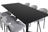 Spisestol Vault & Marina 2-pakk + rektangulært spisebord 180 x 90 – grå og svart