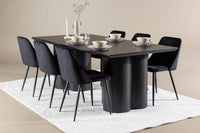 Spisestol Olivia 2-pakk + Spisebord rektangulært 210 x 100 – svart