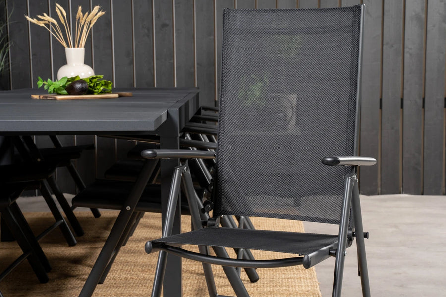 Posisjonsstol Break & Marbella 2-pakk + Rektangulært spisebord 160 x 100 – svart
