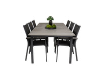 Spisegruppe Levels & Parma 229 × 100 + spisestoler 2-pakk – svart