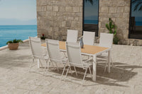 Spisebord Break & Levanzo 205 x 90 + posisjonsstol 2-pakk – beige