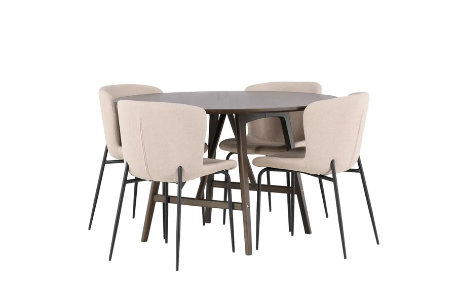 Spisegruppe Modesto & Kaseidon 2-pakk + Rundt ⌀100 – beige og mørkebrun