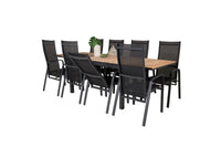 Lenestol Copacabana & Mexico 2-pakk – svart + Spisebord rektangulært 180 x 90 – natur