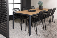 Spisegruppe Break & Peking rektangulær 205 x 90 + 2-pakk spisestoler – natur og svart