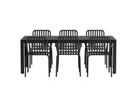 Spisestol Peking & Mirko 2-pakk + Rektangulært spisebord 205 x 90 – svart