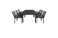 Spisestol Dallas & Marbella 2-pakk + rektangulært spisebord 160 x 100 – svart