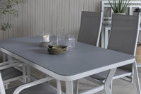 Spisebord Virya & Copacabana rektangulært 160 x 90 + reclinerstol 2-pakk – grå