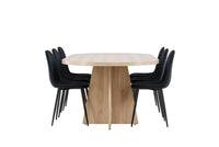 Spisestol Polar & Bootcut 2-pakk + Spisebord ovalt 230 x 115 – svart og natur