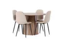 Spisegruppe rund ⌀120 med 2-pakk spisestoler – natur og beige