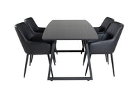 Spisegruppe Inca & Comfort 160 x 85 + 2-pakk spisestoler – svart