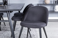 Spisegruppe Sleek & Velvet 195 x 95 + 2-pakk spisestol – svart