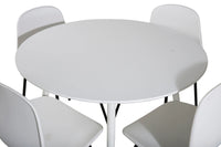 Spisestol Arctic & Plaza 2-pakk + Spisebord rundt ⌀100 – hvit